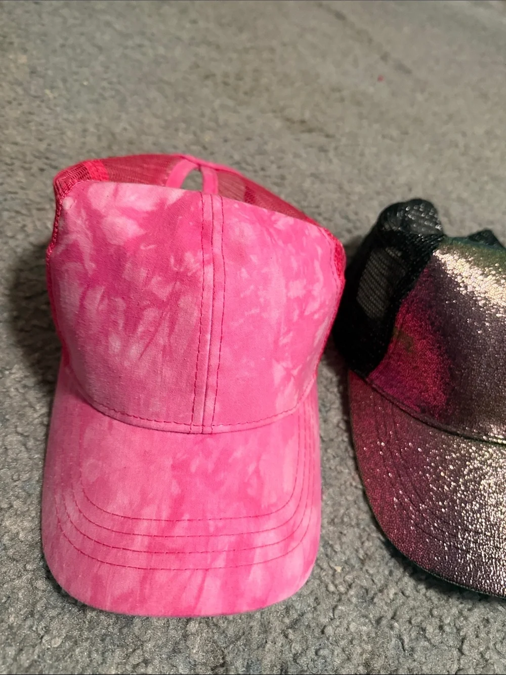 Pink Tie-Dye Mesh Cap - Glitter Black Mesh Option, 2 hats